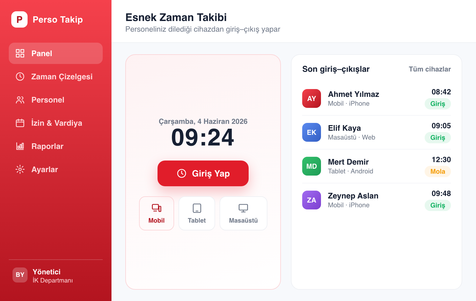 Fazla mesaiyi istediğiniz zaman, istediğiniz yerde takip edin